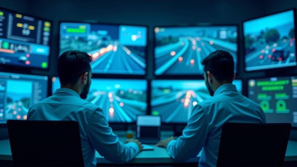 İstanbul'daki modern trafik kontrol merkezi, teknisyenler çok ekranlı sistemle çalışıyor