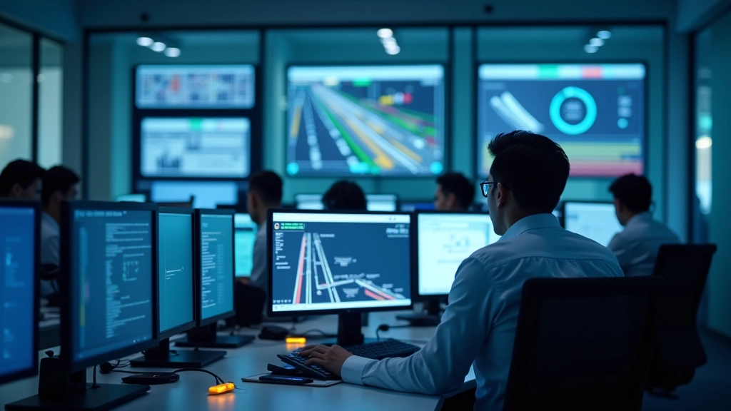 Ankara'daki trafik yönetim merkezi, çalışanlar harita ekranında veri analiz ediyor